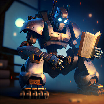 robot reads a book, artificial intelligence