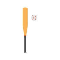 Baseball Bat and Ball Icon, Sport Concept, Flat.