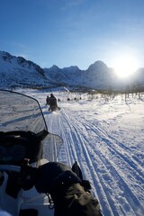 Snowmobiling in the mountains