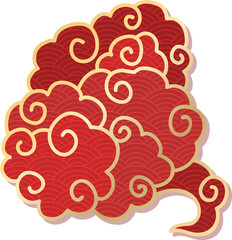 Red Gold Chinese Cloud Clipart