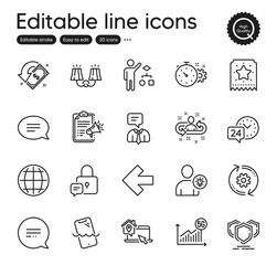 Set of Technology outline icons. Contains icons as Algorithm, Sconce light and Cashback elements. User idea, Chat, Loyalty ticket web signs. Shields, Work home, 5g statistics elements. Vector