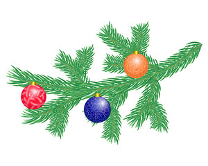 christmas tree branch with balls