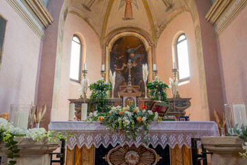 Church decorated for wedding ceremony