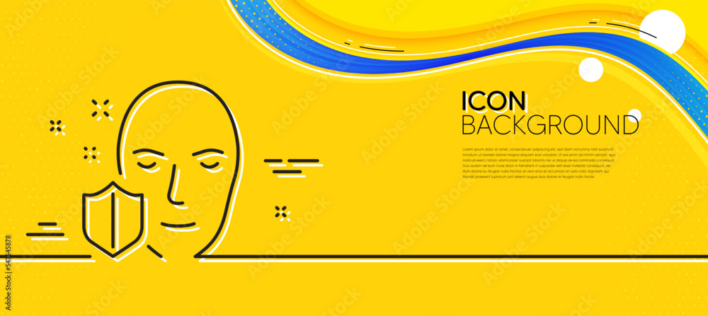 Poster face detection protected line icon. abstract yellow background. secure access sign. facial identific