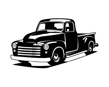 Old silhouette classic truck logo Royalty Free Vector Image