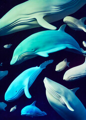 Obraz na płótnie Canvas Whales in the night
