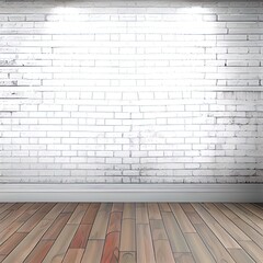 Fototapeta premium empty room with white brick wall and wooden floor