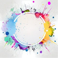 Abstract watercolor brush spatter bot digital art painting backgrounds and blank white color circle shape for your text