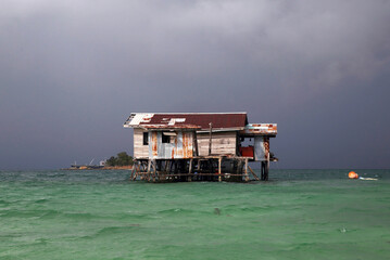 Floating house, Gaya island, Kota Kinabalu, Malaysia