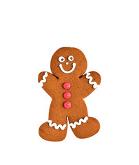 Happy gingerbread girl cookie isolated cutout