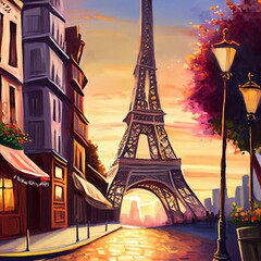 Eiffel Tower in Paris Art painting.