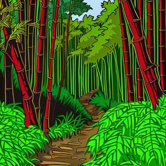 hiking trekking mountain bamboo forest coloring