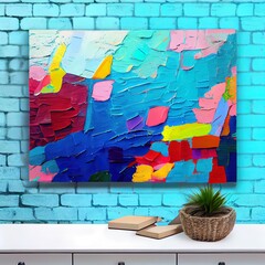 Textured paint abstract art with palette knife smears