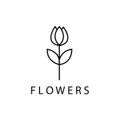 One line circle tulip logo. Flower beauty icon logo template design.Vector illustration