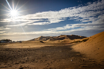 Fototapeta na wymiar sand dunes of erg chebbi, merzouga, morocco, desert, north africa, sahara