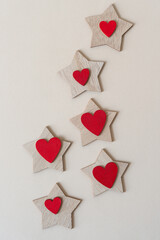 wooden star shapes with hearts