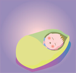 すやすや眠る赤ちゃんのベクターイラスト