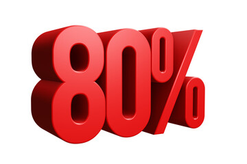 3d rendering of a red percent discount