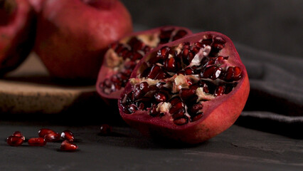 Ripe pomegranate and seeds
