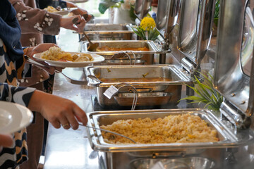Various kinds of menus are served in buffet manner which is usually at a meeting, party. Javanese Fried rice.