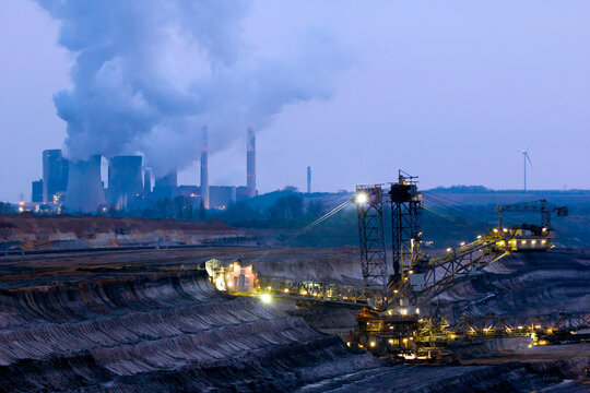 A large bucket wheel excavator in a lignite quarry, Germany