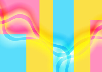 Colorful pastel minimal abstract background with glossy waves. Modern geometry vector design