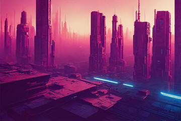 Futuristic cyberpunk / science fiction matte painting.