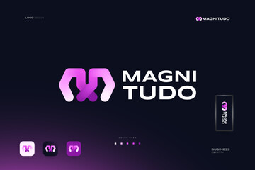 Bold and Modern Letter M Logo Design in White and Purple Blend Style