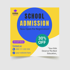 School admission educational social media post template design