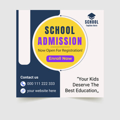 School admission educational social media post template design