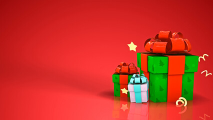 CHRISTMAS GIFT WITH RED BACKGROUND