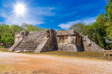 Fototapeta na wymiar The Platform of Eagles and Jaguars, Chichen Itza, Yucatan, Mexico, Maya civilization