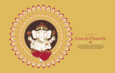 Illustration of Lord Ganpati. Ganesh Chaturthi greeting. flat design.