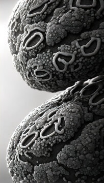 black and white 3d rendering of a Zooxanthellae dinoflagellates Symbiosis