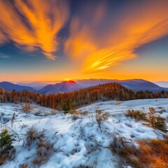 Fototapeta premium sunset in the mountains