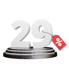 podium with Discount sign Percentage 3D Rendering transparent background