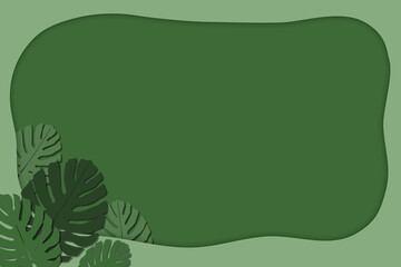 Fototapeta premium Paper cut green nature background abstract design leaves decoration 