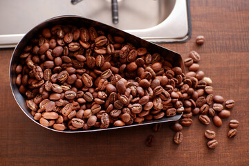 roasted Arabica coffee beans. fresh coffee beans