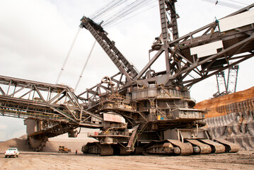 Fototapeta na wymiar A large bucket wheel excavator in a lignite quarry, Germany
