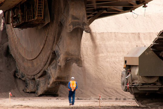 A large bucket wheel excavator in a lignite quarry, Germany