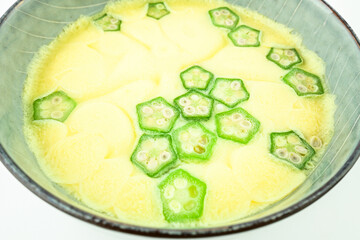 One Bowl Home Cooking Okra Steamed Eggs