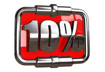 Steel 3D Rendering red sign percentage discount isolated transparent design