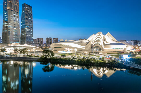 Night view of Changsha City, Hunan Province, China