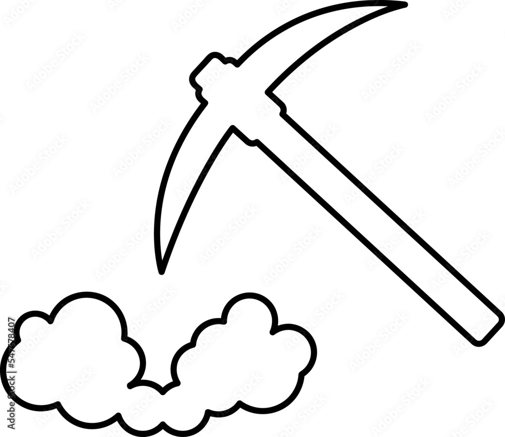 Poster mining resources with a pickaxe or pick axe flat vector icon for apps and games