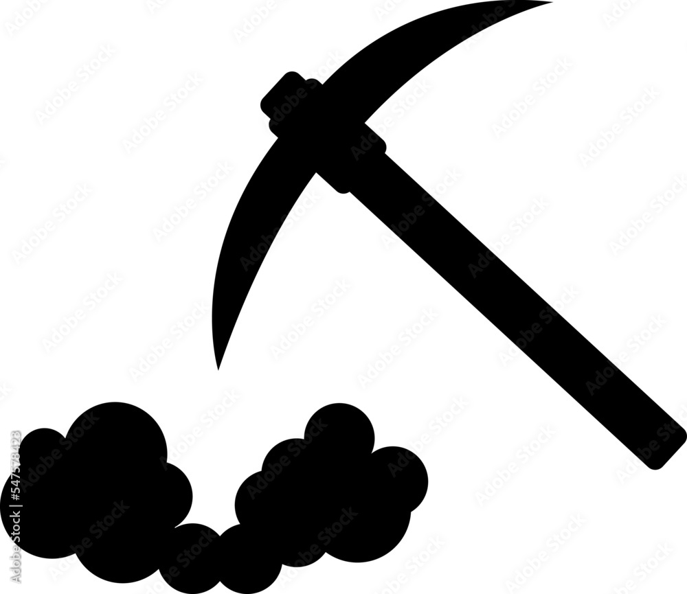 Poster mining resources with a pickaxe or pick axe flat vector icon for apps and games