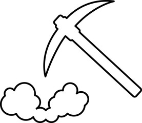 Mining resources with a pickaxe or pick axe flat vector icon for apps and games 