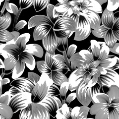 flowers background seamless pattern with tropical leaves and floral plants foliage on light. monochromatic Floral background. nature wallpaper. jungle plant. floral element for tropical print. autumn