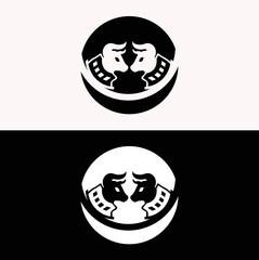 Circle bull animal logo design 