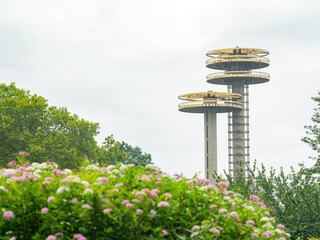 Overcast view of the New York State Pavilion Observation Towers