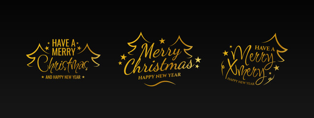 Bundle Gold Merry Christmas and Happy New Year